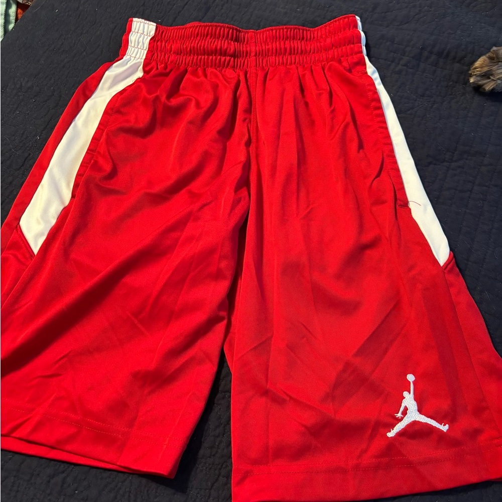 Jordan Red Shorts with White Stripe